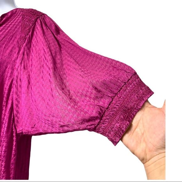 Bishop + YOUNG ANTHROPOLOGIE Orchid Houndstooth Balloon Short Sleeve Tunic Small - Picture 8 of 14